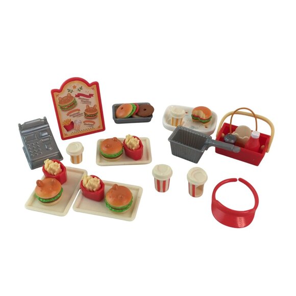 Calico Critter Hamburger Wagon Sylvanian Families Food Truck w/Accs 35+ Pcs - Picture 12 of 12